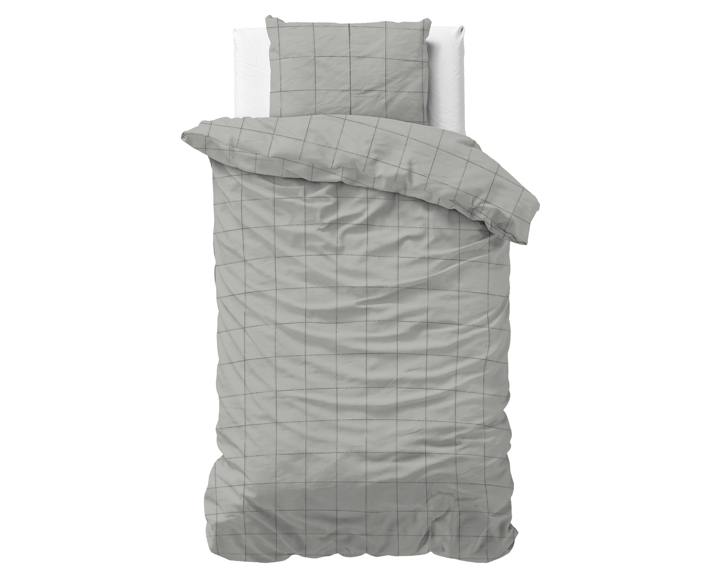 Deep check Grey Dekbedovertrek - Luxe Satijn - Hoge kwaliteit - Trendy prints