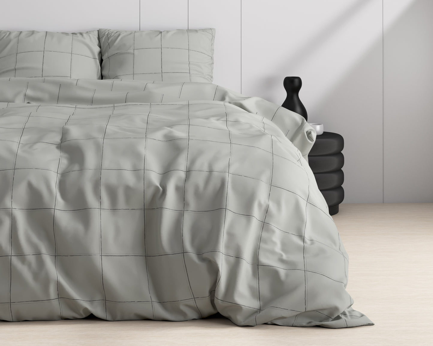 Deep check Grey Dekbedovertrek - Luxe Satijn - Hoge kwaliteit - Trendy prints