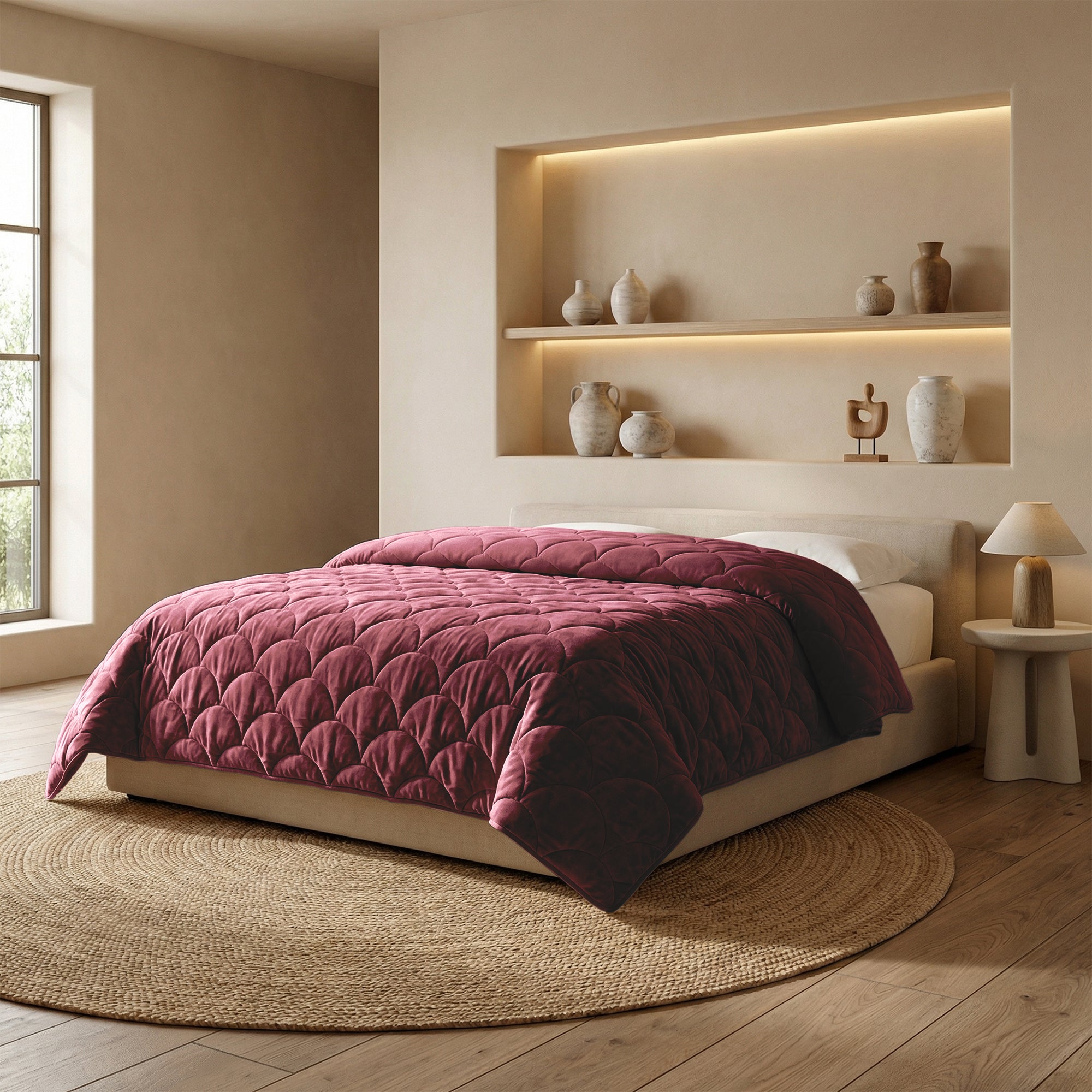 Valking Dekbed Chenille Velvet Emboss - Burgundy - Voor het hele jaar