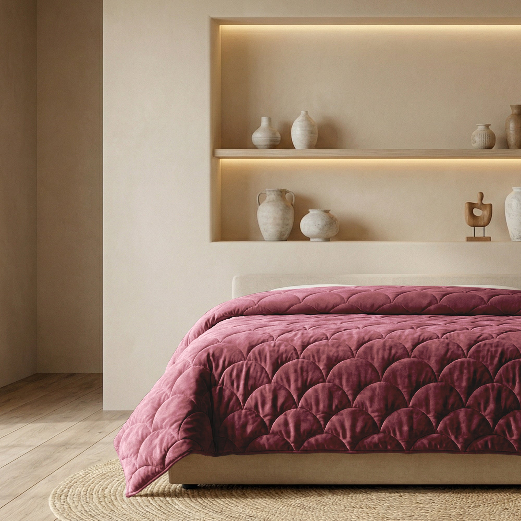 Valking Dekbed Chenille Velvet Emboss - Burgundy - Voor het hele jaar