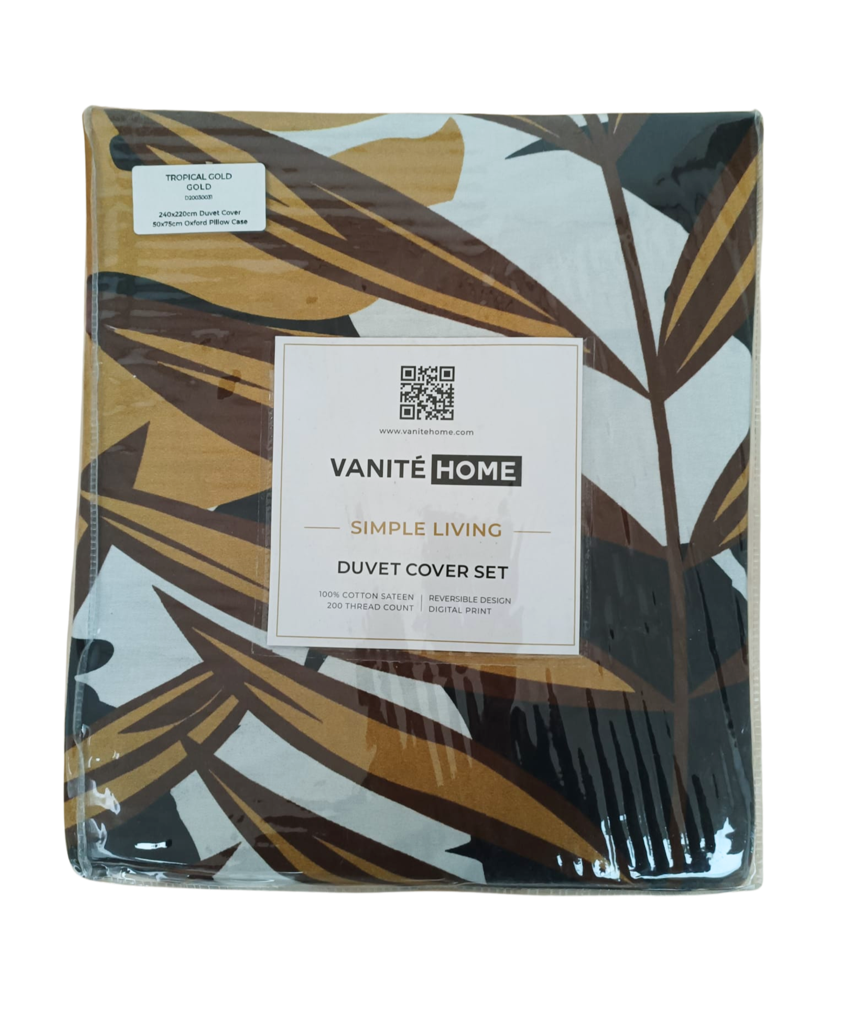 Tropical Gold Cotton Satin Duvet Cover Double