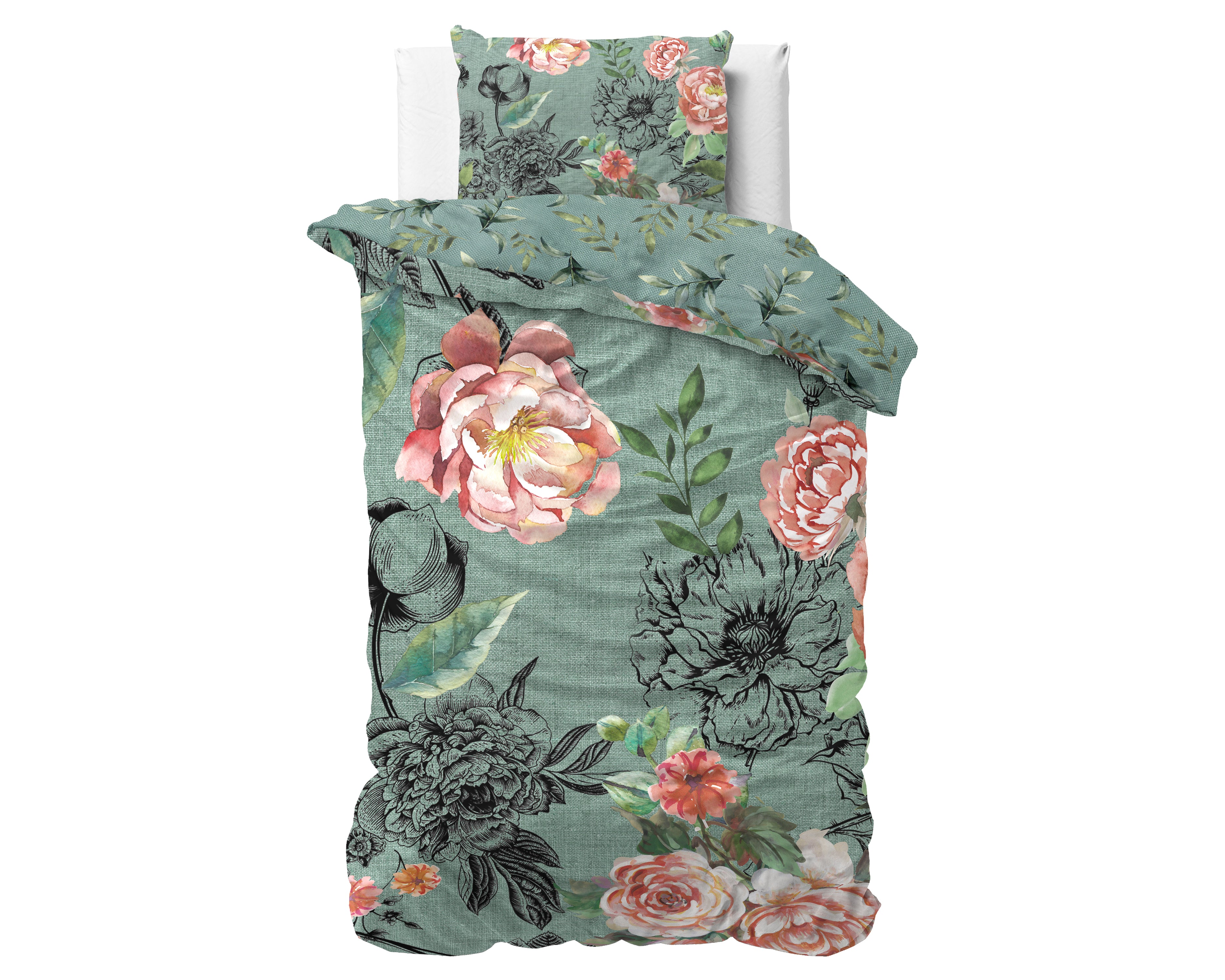 Diana Groen Katoenen Dekbedovertrek