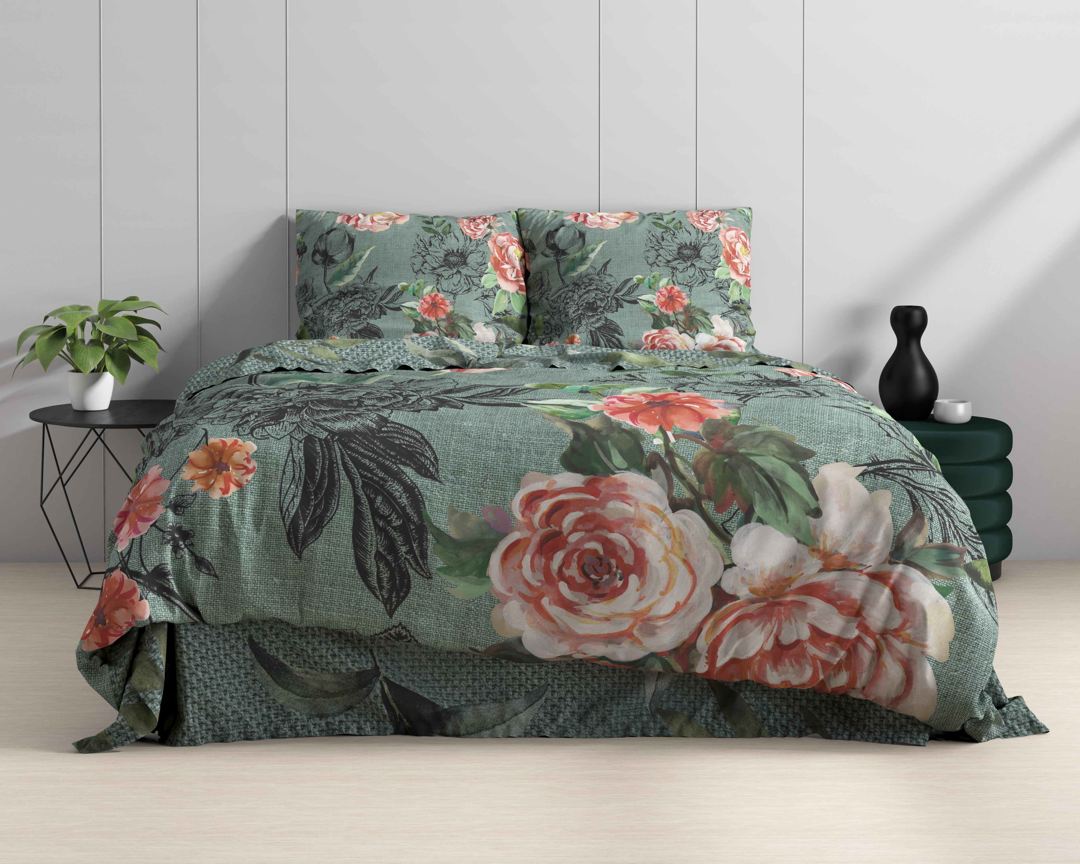 Diana Groen Katoenen Dekbedovertrek