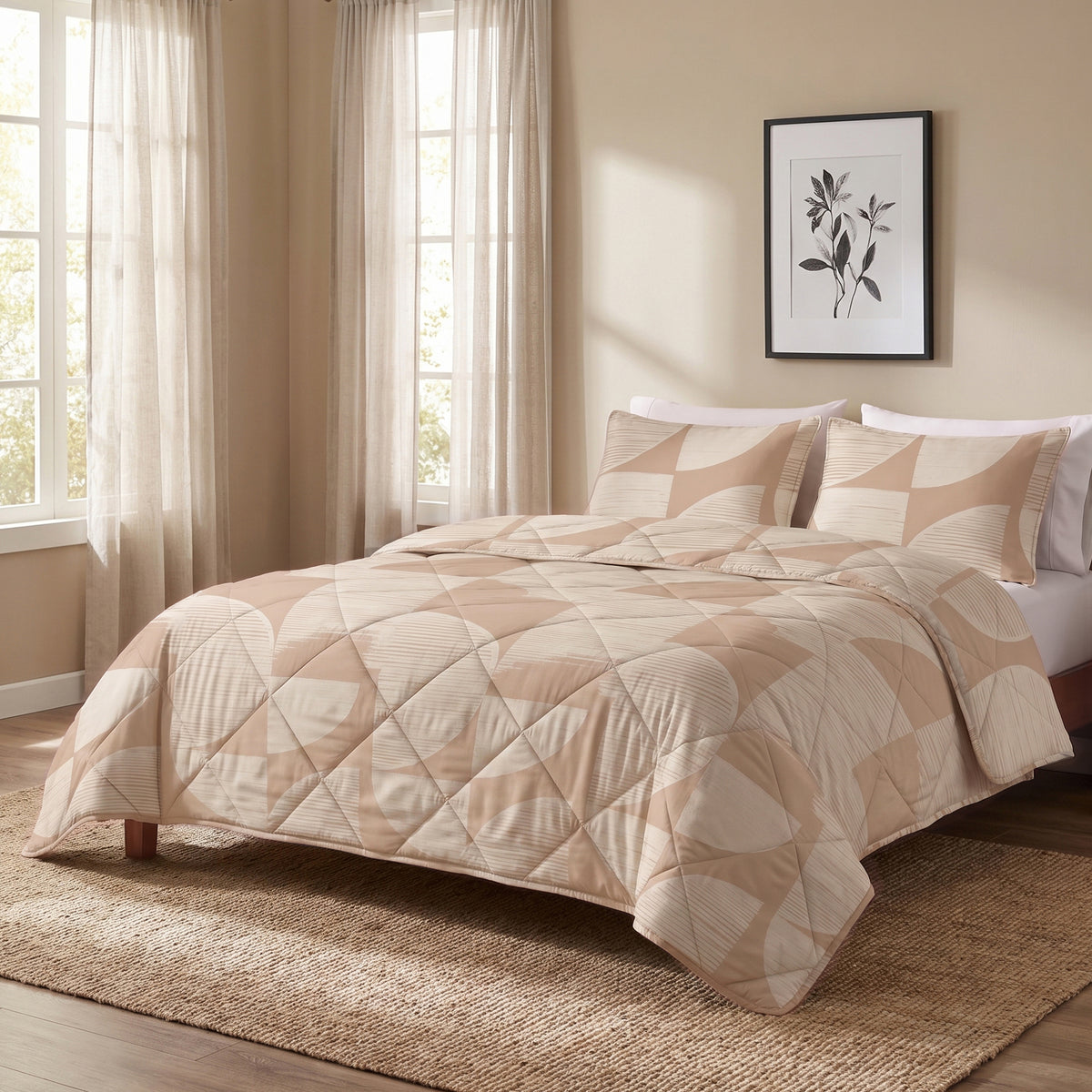 Dreamhouse Lazy Dekbed - Katoen - Modern Geo Zand - Met Kussenslopen