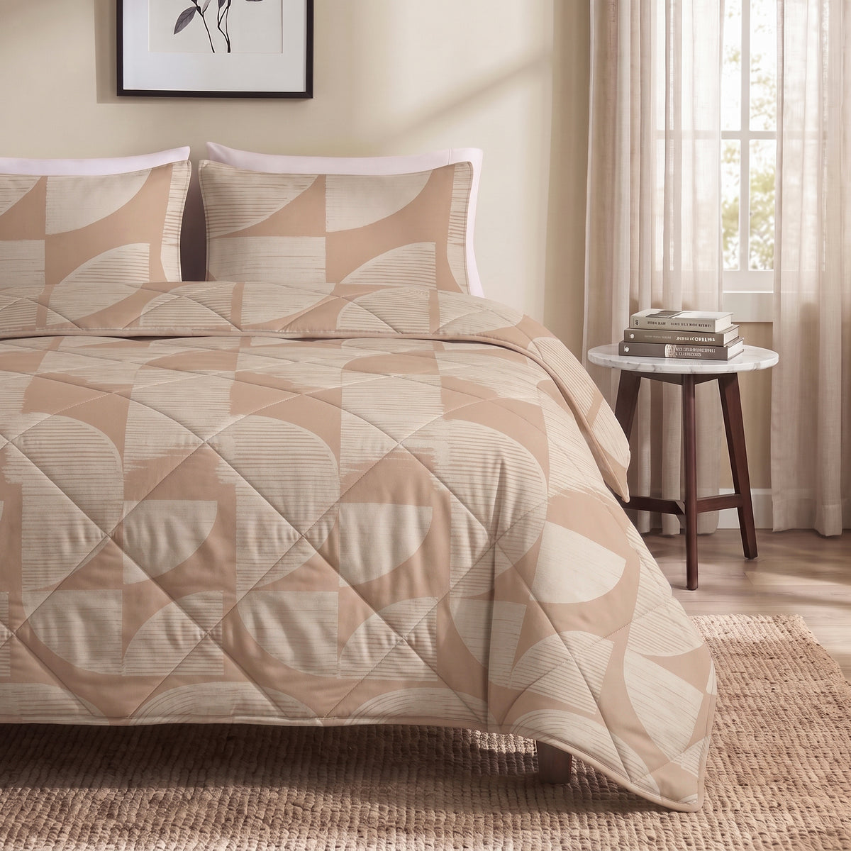 Dreamhouse Lazy Dekbed - Katoen - Modern Geo Zand - Met Kussenslopen