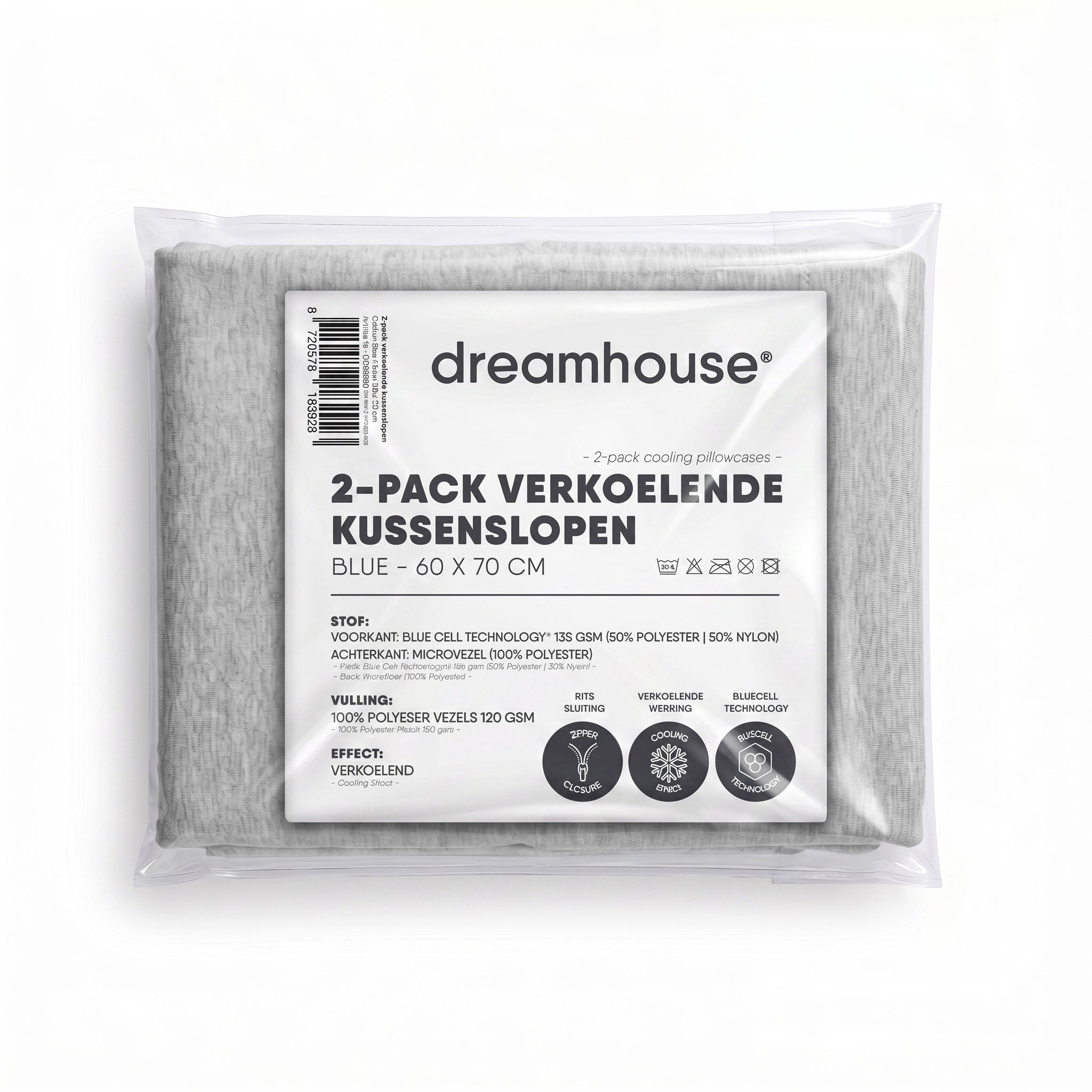 Dreamhouse Verkoelende Kussenslopen - 2 Stuks - Antraciet - 60 x 70 cm