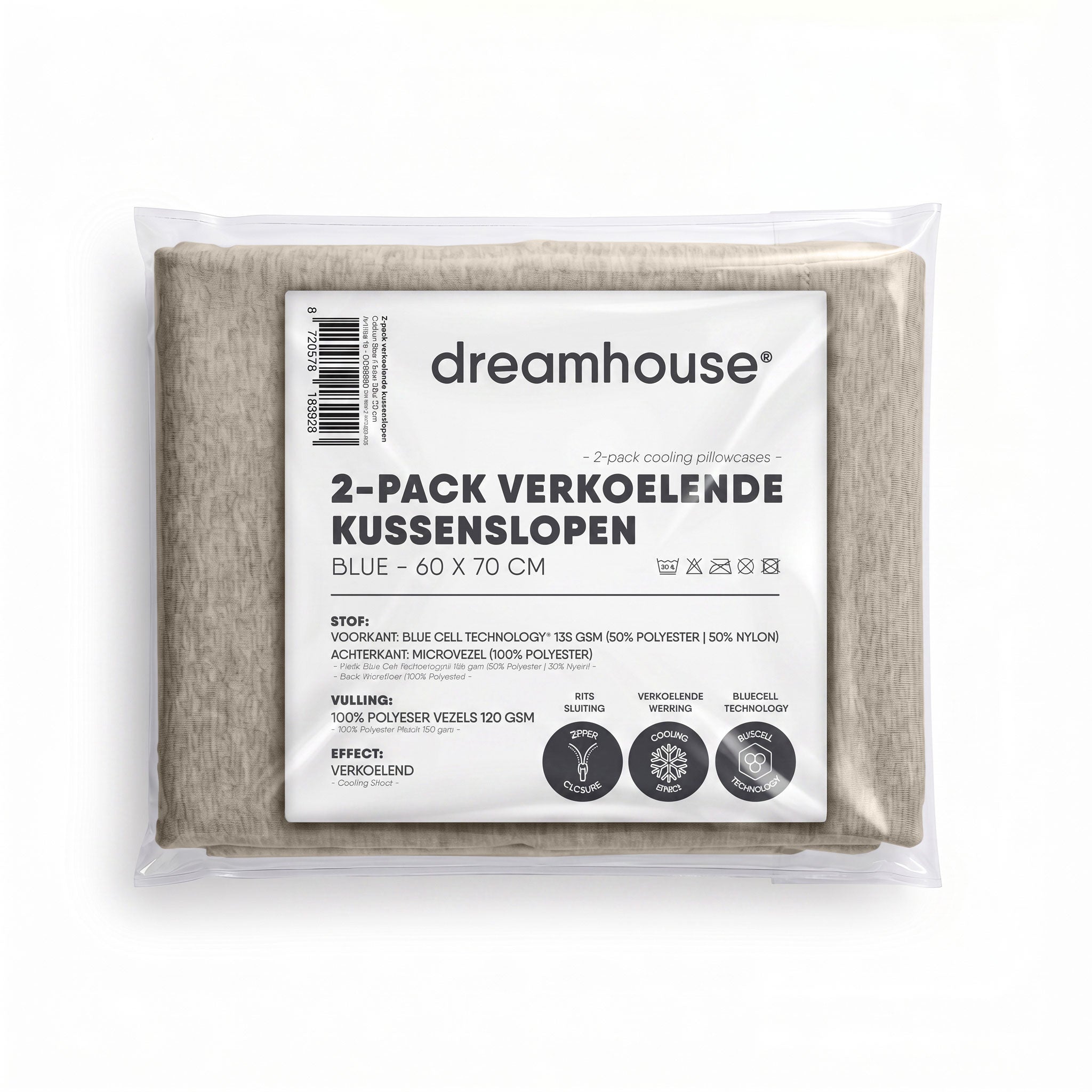 Dreamhouse Verkoelende Kussenslopen - 2 Stuks - Taupe - 60 x 70 cm
