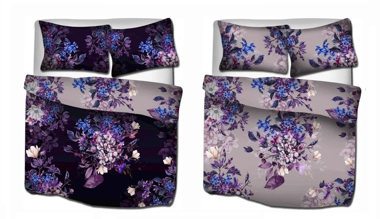 Dreamy Floral Cotton Satin Duvet Cover Double