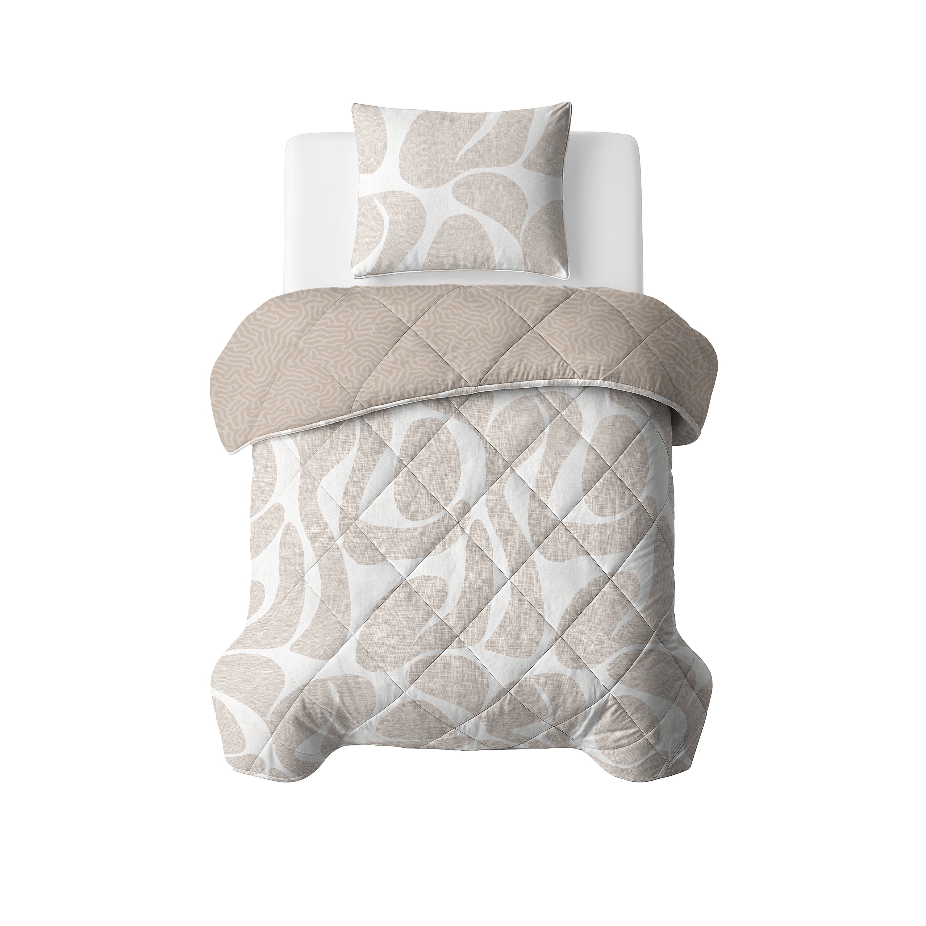 All-in One Lazy Dekbed Drifty Zand/Grijs - Dekbed met kussenslopen