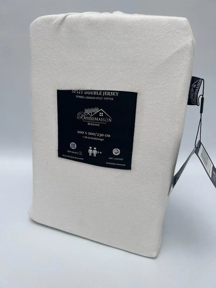 Double Woven Jersey Split Topper Fitted Sheet Cream White – Luxury & Sustainability