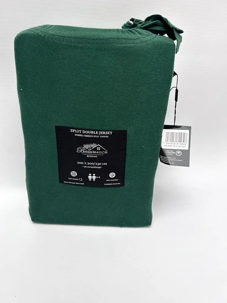 Dubbel Geweven Jersey Split Topper Hoeslaken Forest Green – Luxe, Comfort & Duurzaamheid