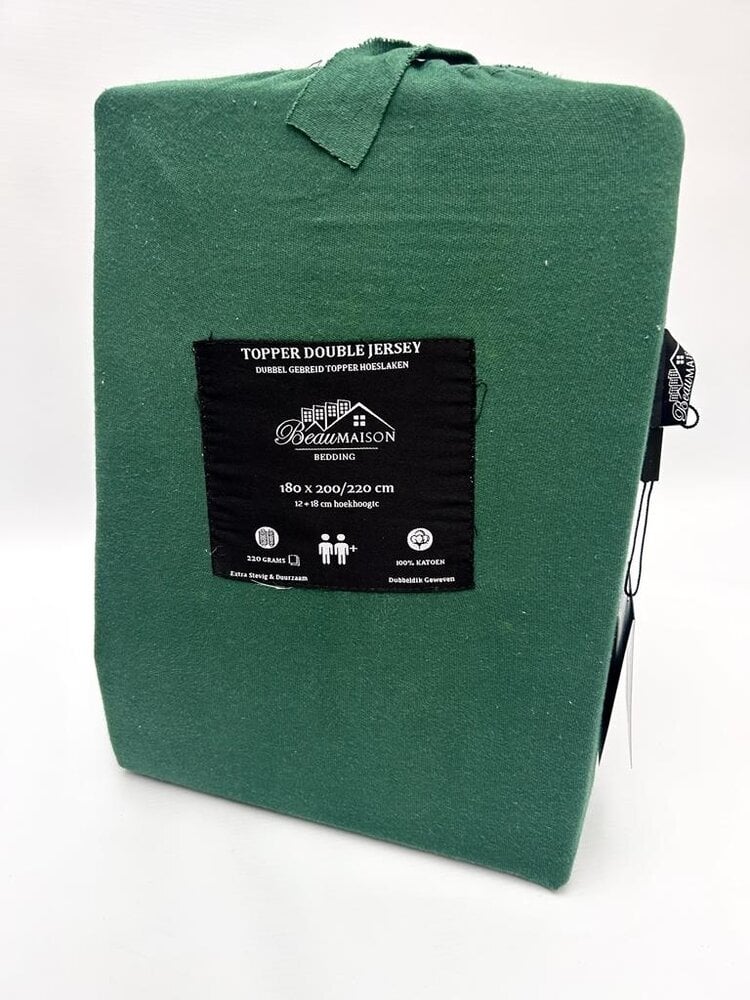 Double Woven Jersey Topper Fitted Sheet Forest Green | Durable & Perfect Fit