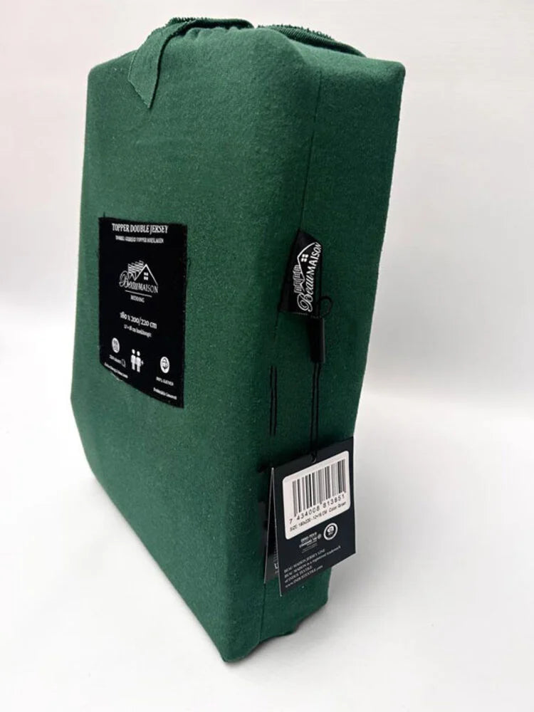 Double Woven Jersey Topper Fitted Sheet Forest Green | Durable & Perfect Fit