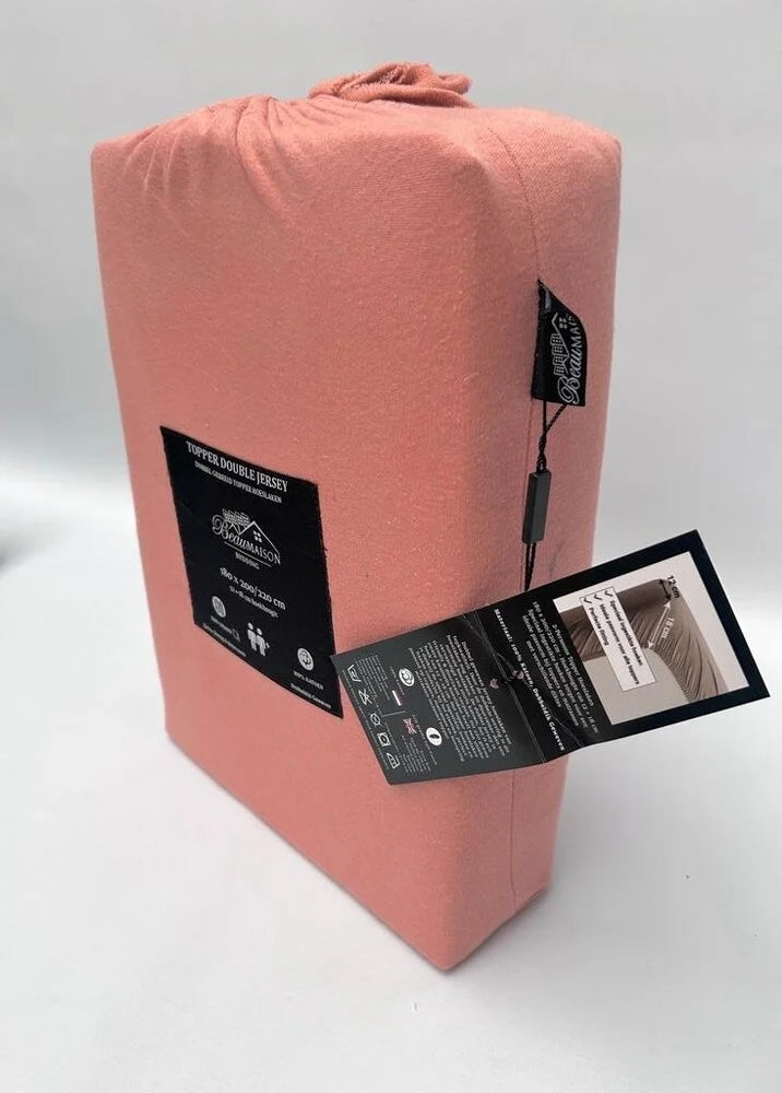 Double Woven Jersey Topper Fitted Sheet Nude Pink - 100% Cotton & Perfect Fit