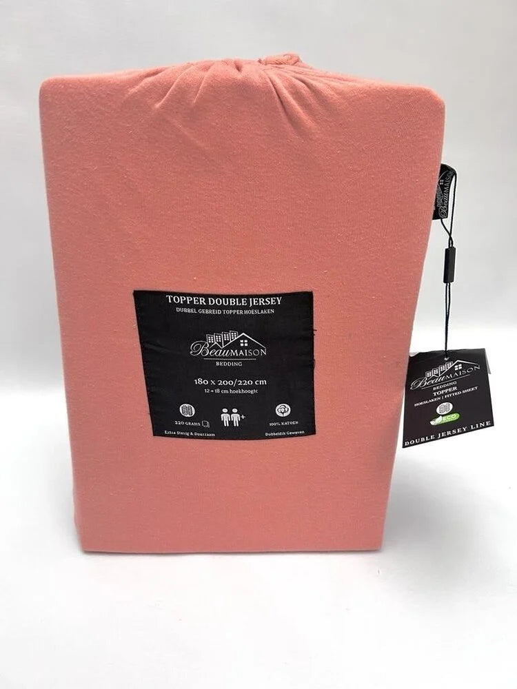 Double Woven Jersey Topper Fitted Sheet Nude Pink - 100% Cotton & Perfect Fit