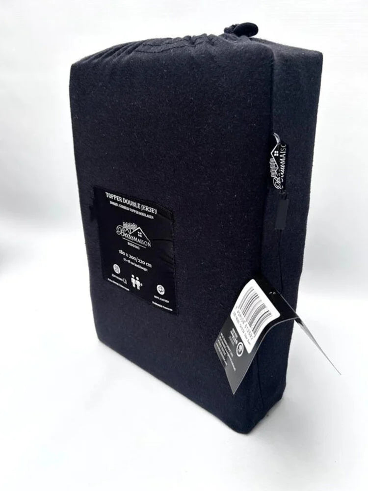 Dubbel Geweven Jersey Topper Hoeslaken Zwart – Perfecte Pasvorm en Luxe Comfort