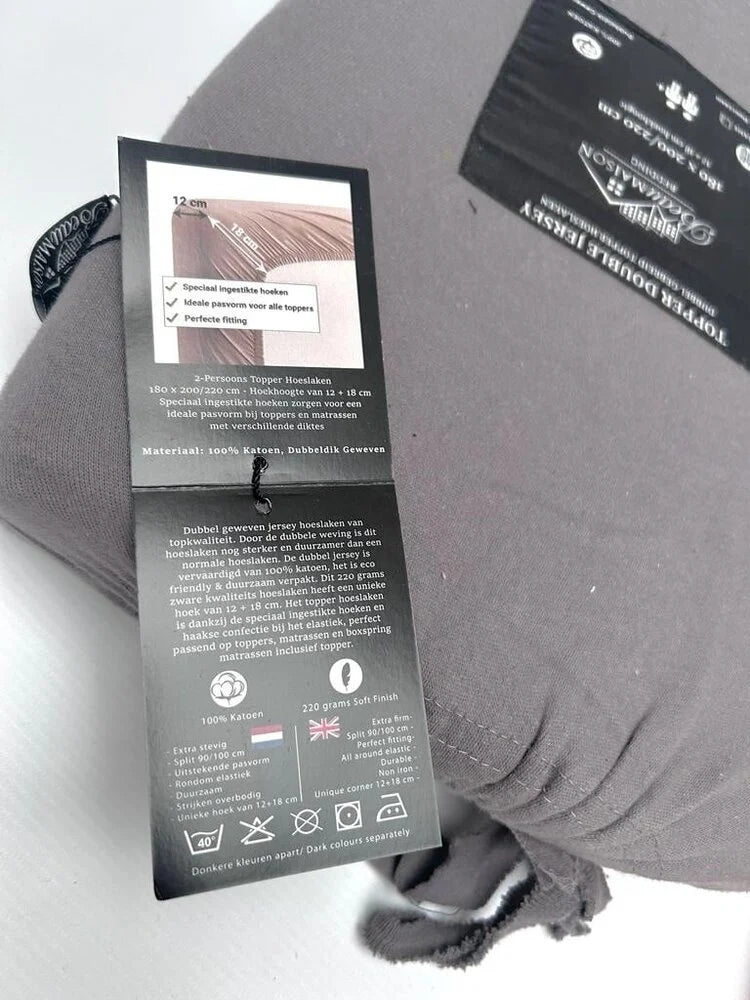 Double Woven Jersey Topper Fitted Sheet Taupe Gray – 100% Cotton, Perfect Fit & Durable