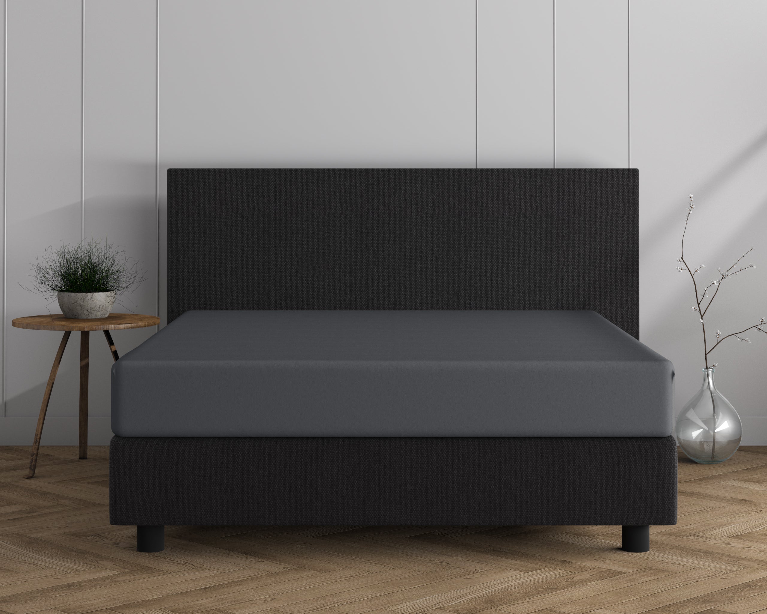Double Jersey 220 gr. Fitted Sheet Anthracite - Wonderfully Soft - Suitable for Box Springs and Mattresses - Stretch Cotton