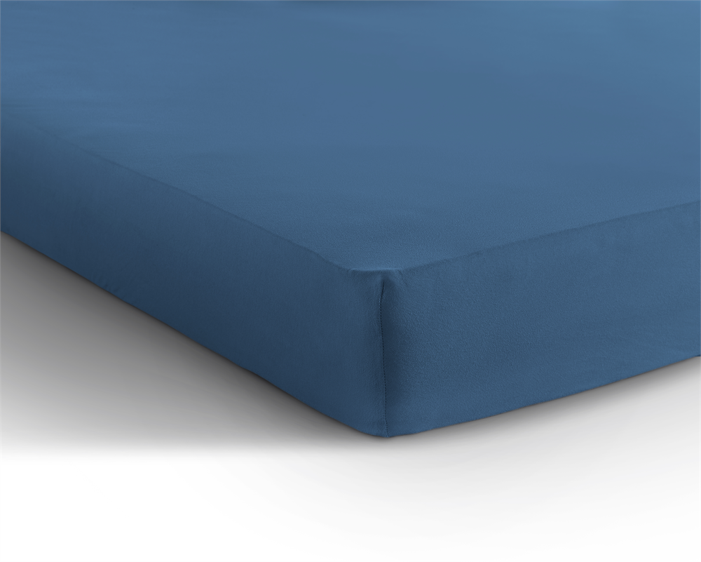 Double Jersey 220g Fitted Sheet Blue - Wonderfully Soft - Suitable for Box Springs and Mattresses - Stretch Cotton