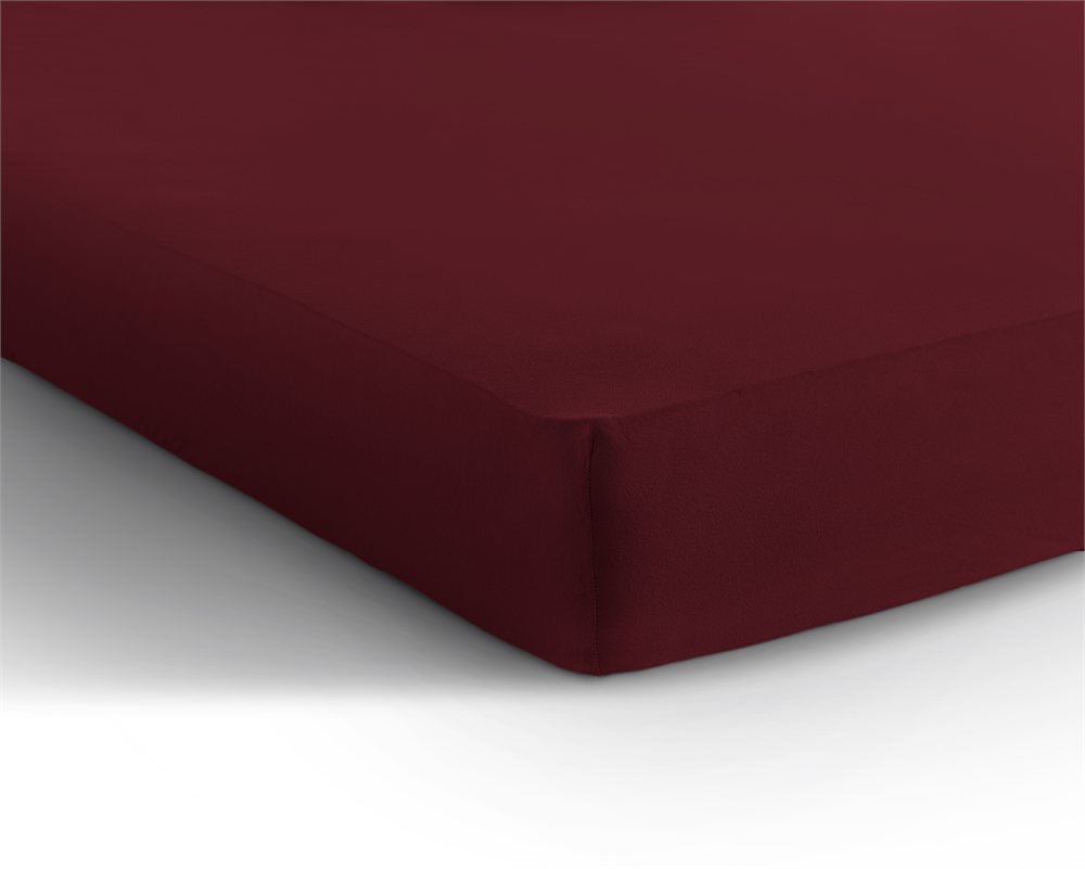 Double Jersey 220g Fitted Sheet Bordeaux - Wonderfully Soft - Suitable for Box Springs and Mattresses - Stretch Cotton