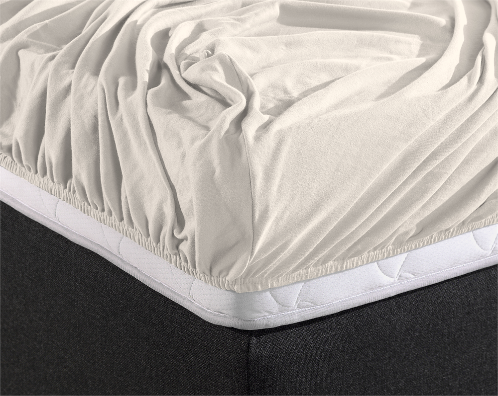 Double Jersey 220g Fitted Sheet Cream - Wonderfully Soft - Suitable for Box Springs and Mattresses - Stretch Cotton