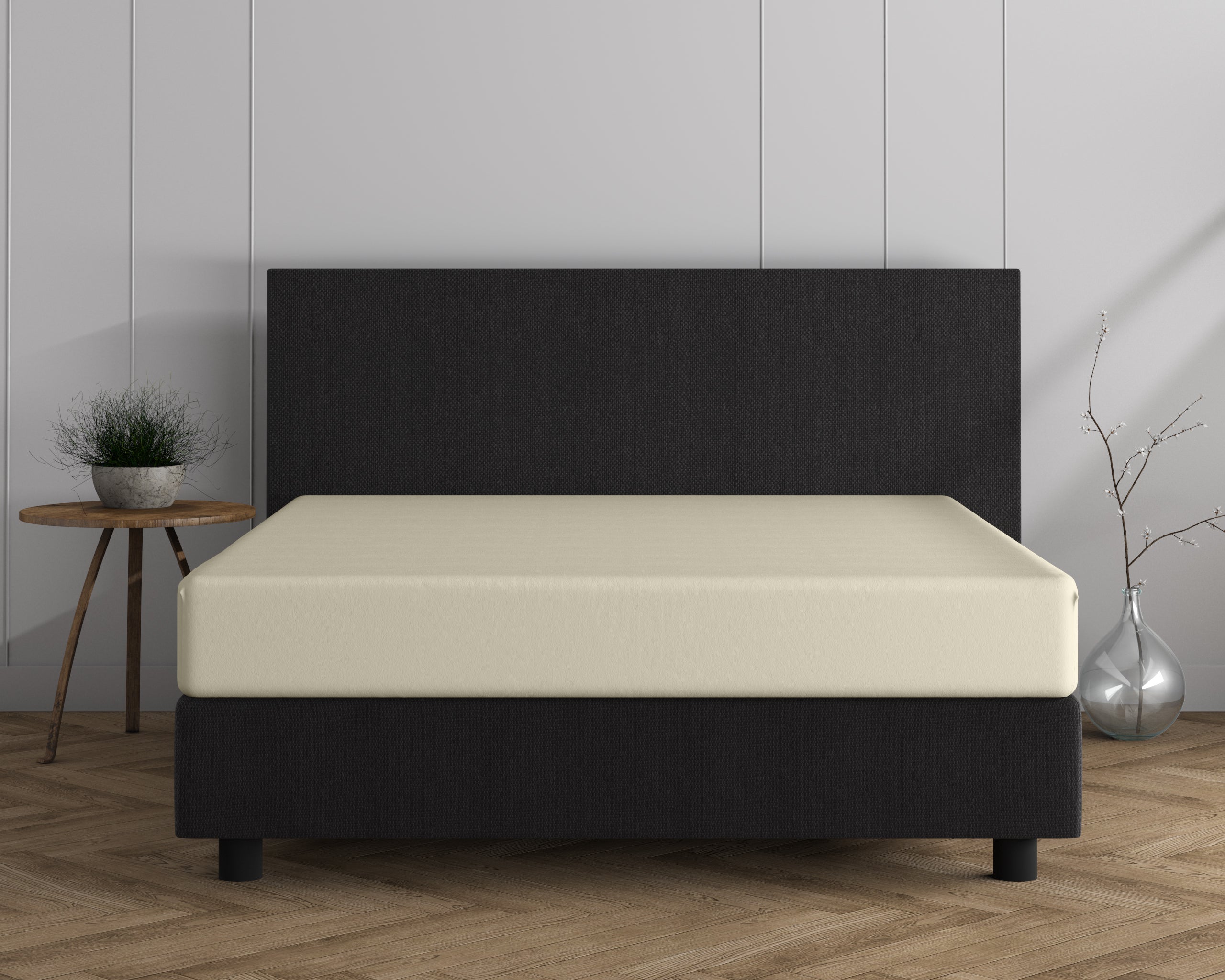 Double Jersey 220g Fitted Sheet Cream - Wonderfully Soft - Suitable for Box Springs and Mattresses - Stretch Cotton