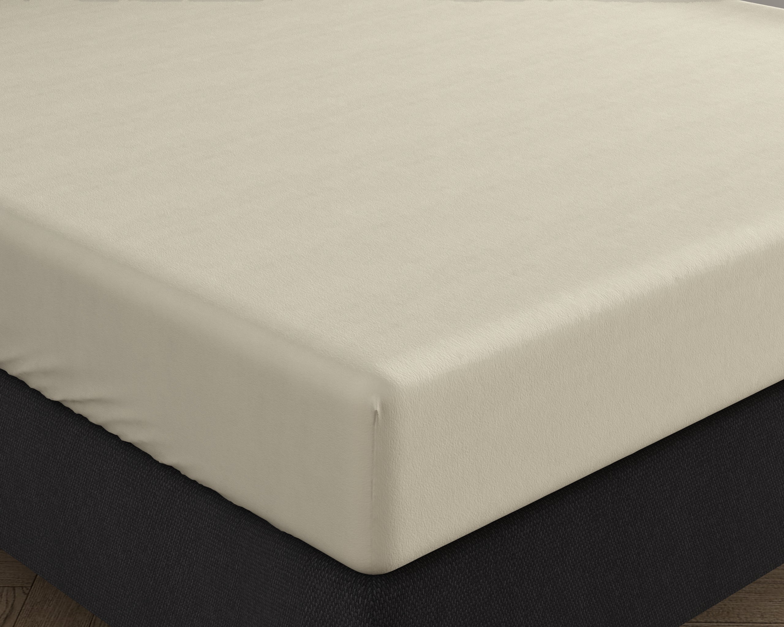 Double Jersey 220g Fitted Sheet Cream - Wonderfully Soft - Suitable for Box Springs and Mattresses - Stretch Cotton