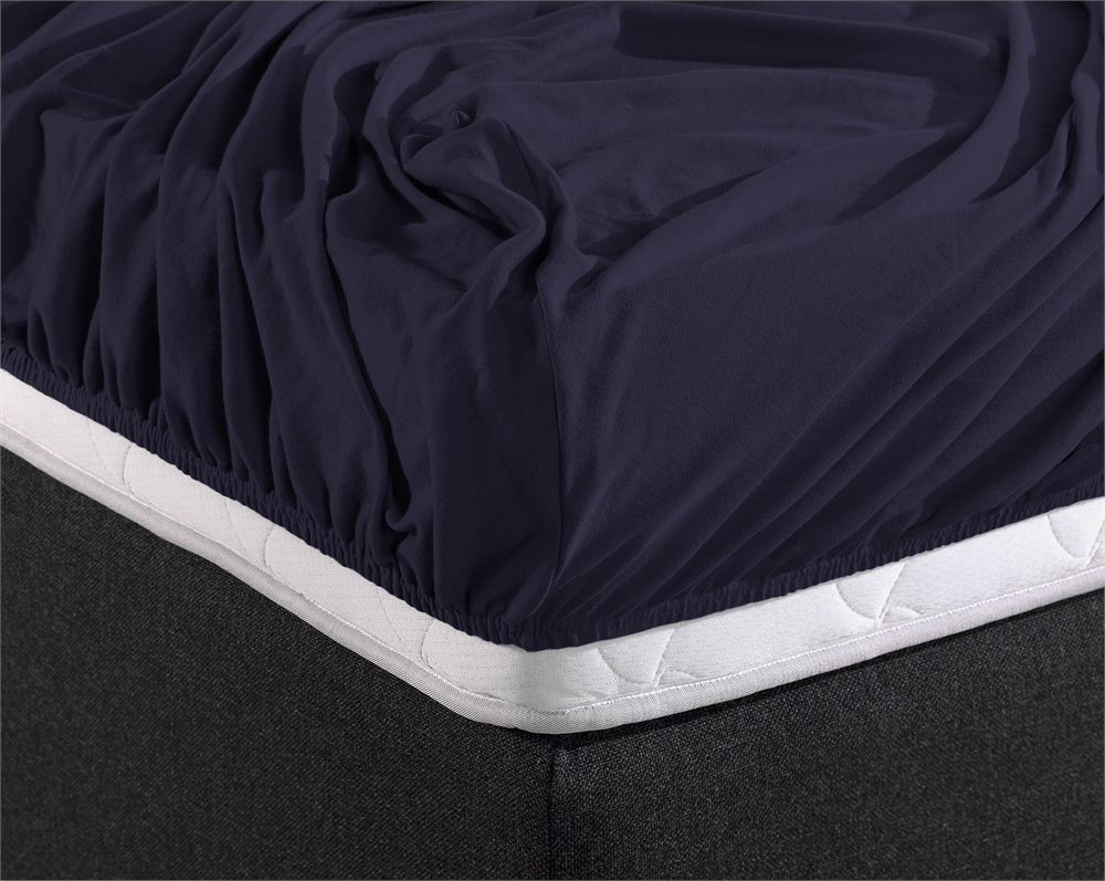 Double Jersey 220g Fitted Sheet Navy - Wonderfully Soft - Suitable for Box Springs and Mattresses - Stretch Cotton