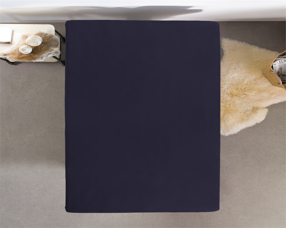 Double Jersey 220g Fitted Sheet Navy - Wonderfully Soft - Suitable for Box Springs and Mattresses - Stretch Cotton