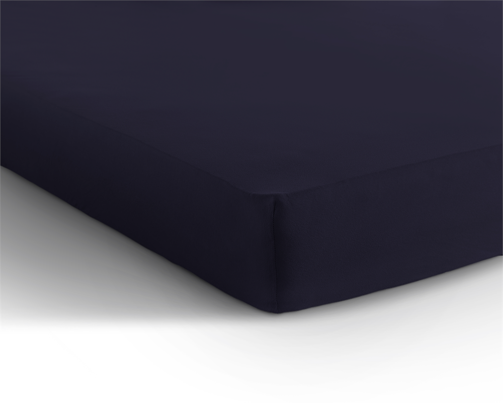Double Jersey 220g Fitted Sheet Navy - Wonderfully Soft - Suitable for Box Springs and Mattresses - Stretch Cotton