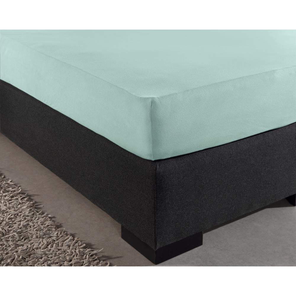 Double Jersey 220 gr. Fitted Sheet Pastel Blue - Wonderfully Soft - Suitable for Box Springs and Mattresses - Stretch Cotton