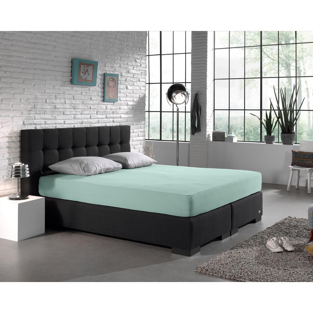 Double Jersey 220 gr. Fitted Sheet Pastel Blue - Wonderfully Soft - Suitable for Box Springs and Mattresses - Stretch Cotton