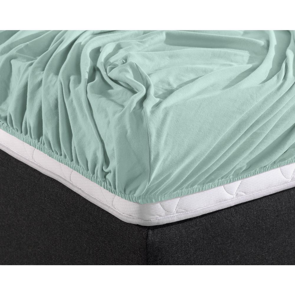 Double Jersey 220 gr. Fitted Sheet Pastel Blue - Wonderfully Soft - Suitable for Box Springs and Mattresses - Stretch Cotton
