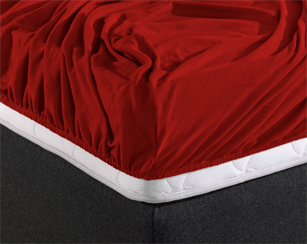 Double Jersey 220g Fitted Sheet Red - Wonderfully Soft - Suitable for Box Springs and Mattresses - Stretch Cotton