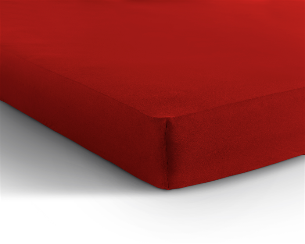 Double Jersey 220g Fitted Sheet Red - Wonderfully Soft - Suitable for Box Springs and Mattresses - Stretch Cotton
