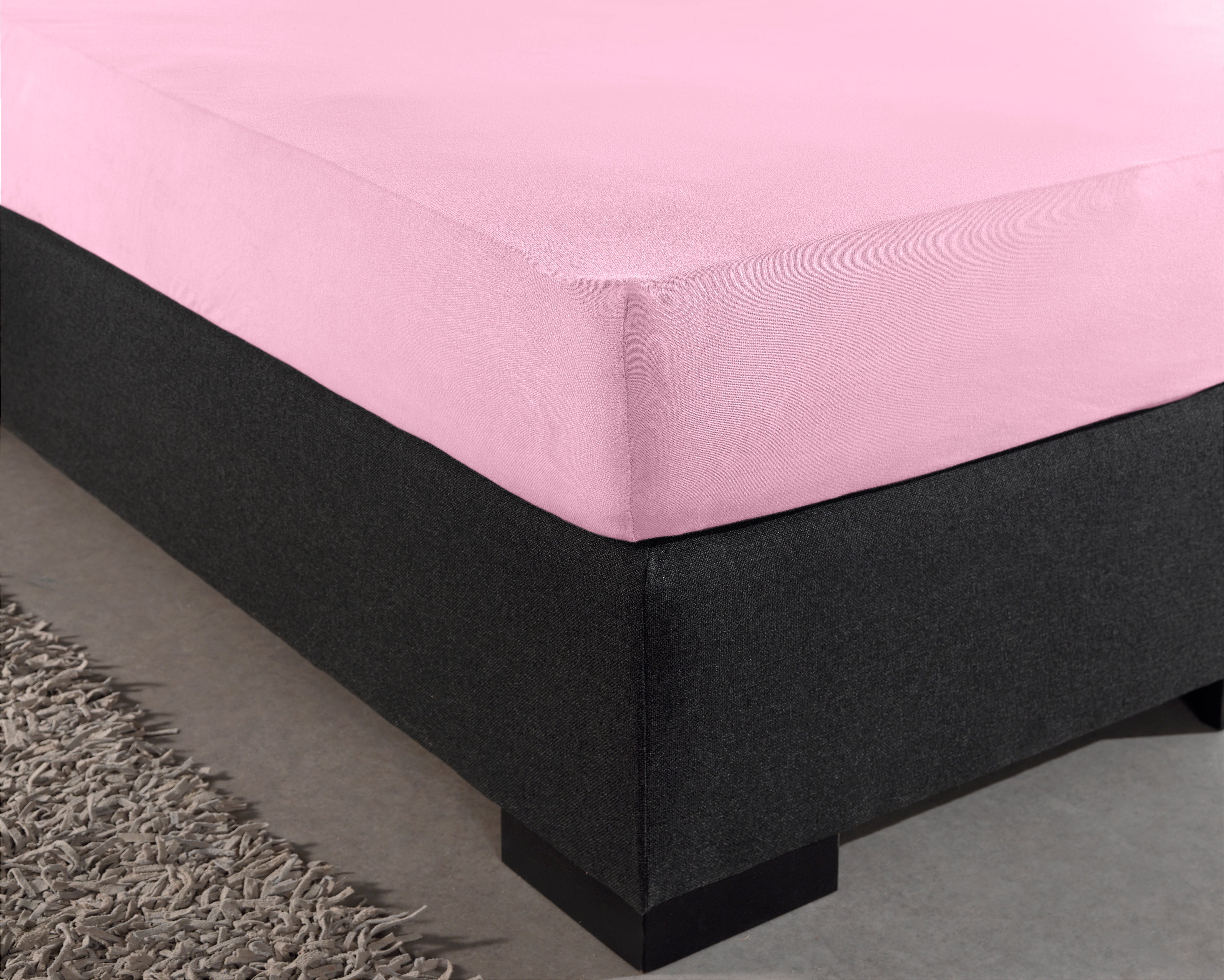Double Jersey 220g Fitted Sheet Pink - Wonderfully Soft - Suitable for Box Springs and Mattresses - Stretch Cotton