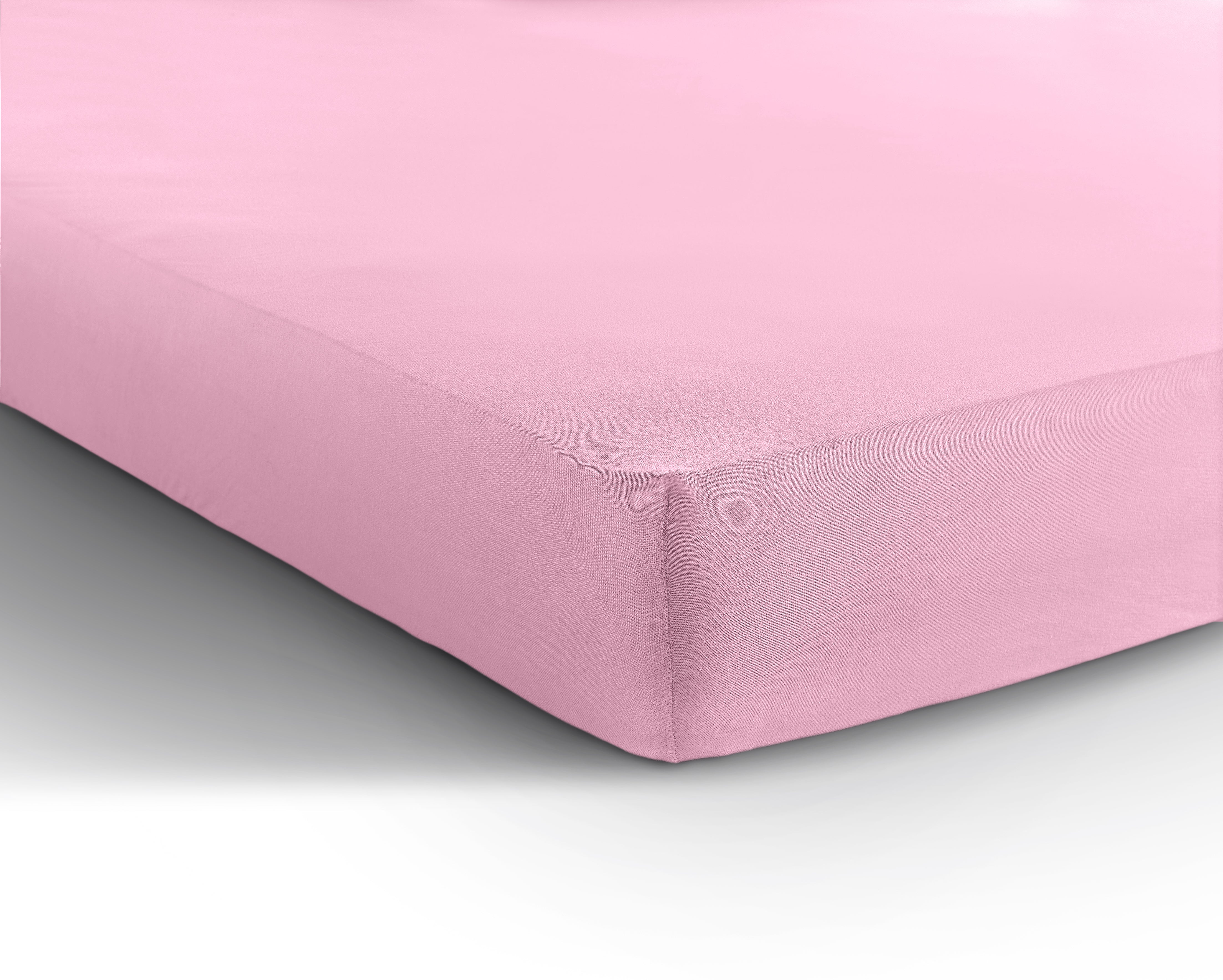 Double Jersey 220g Fitted Sheet Pink - Wonderfully Soft - Suitable for Box Springs and Mattresses - Stretch Cotton