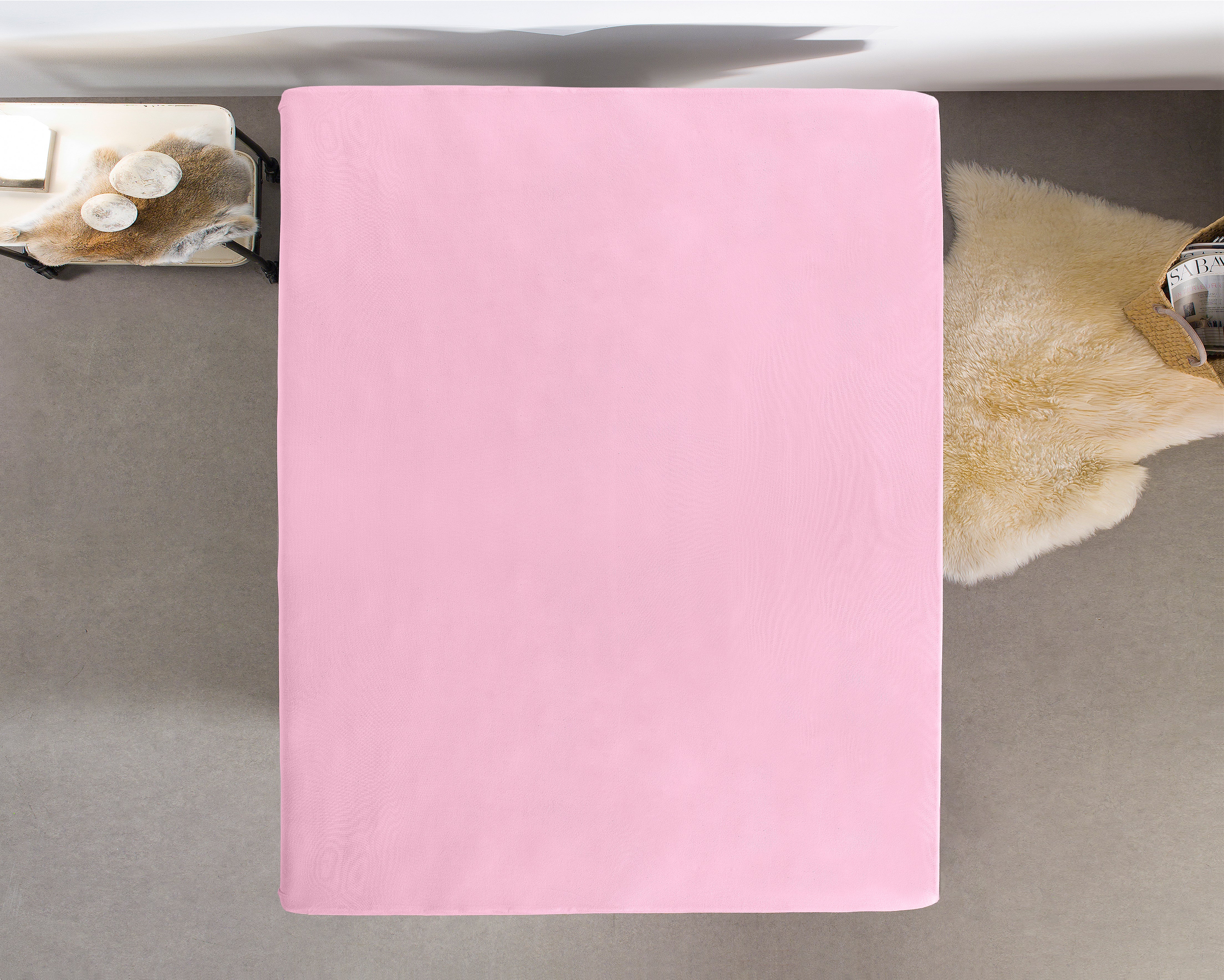 Double Jersey 220g Fitted Sheet Pink - Wonderfully Soft - Suitable for Box Springs and Mattresses - Stretch Cotton
