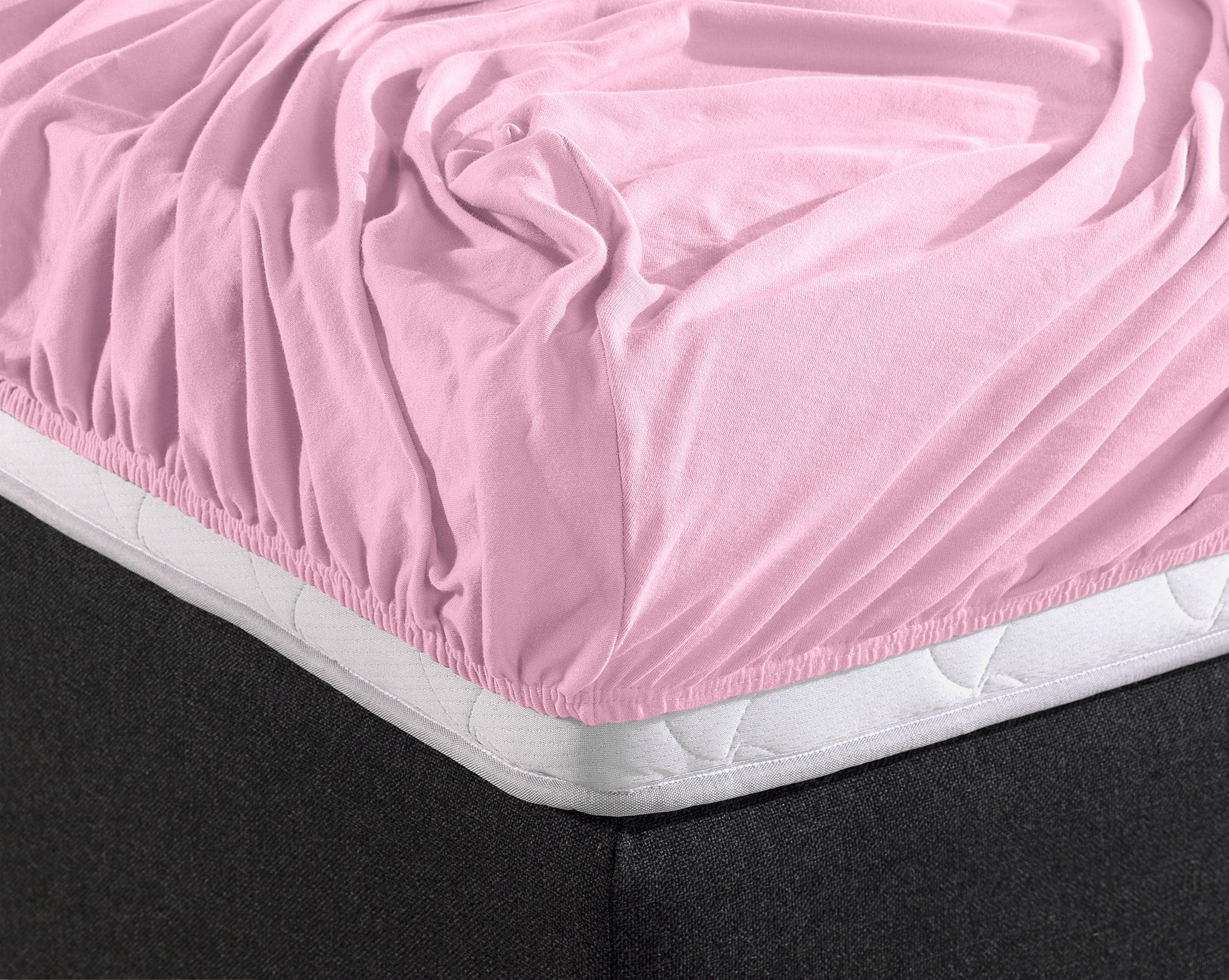 Double Jersey 220g Fitted Sheet Pink - Wonderfully Soft - Suitable for Box Springs and Mattresses - Stretch Cotton