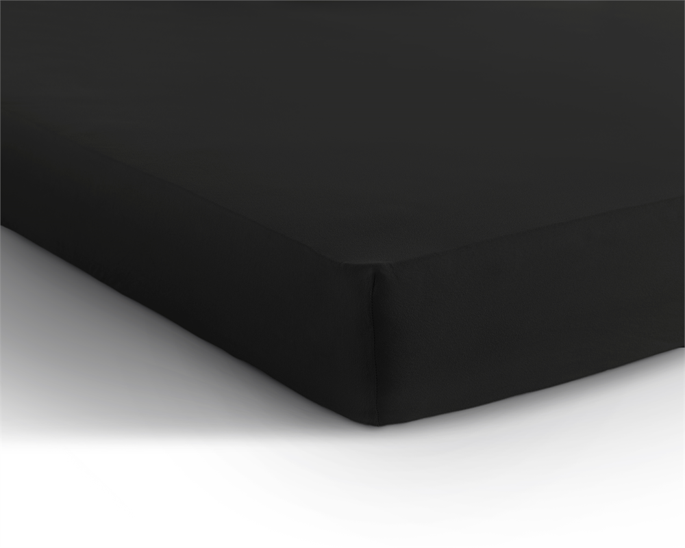 Double Jersey 220g Fitted Sheet Black - Wonderfully Soft - Suitable for Box Springs and Mattresses - Stretch Cotton