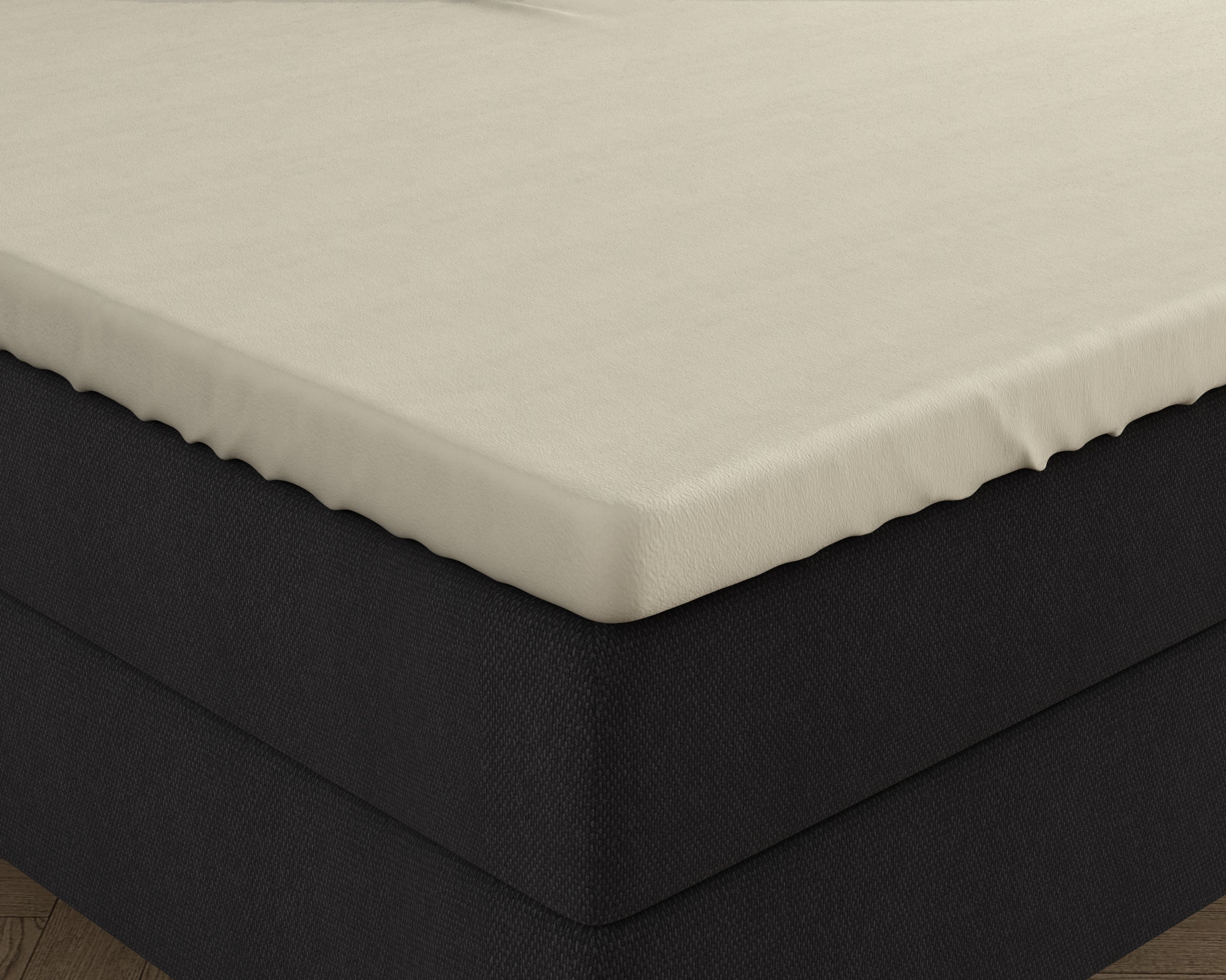 Double Jersey 220 gr. Topper Fitted Sheet Cream - Wonderfully Soft - Suitable for high and long toppers - Stretch cotton