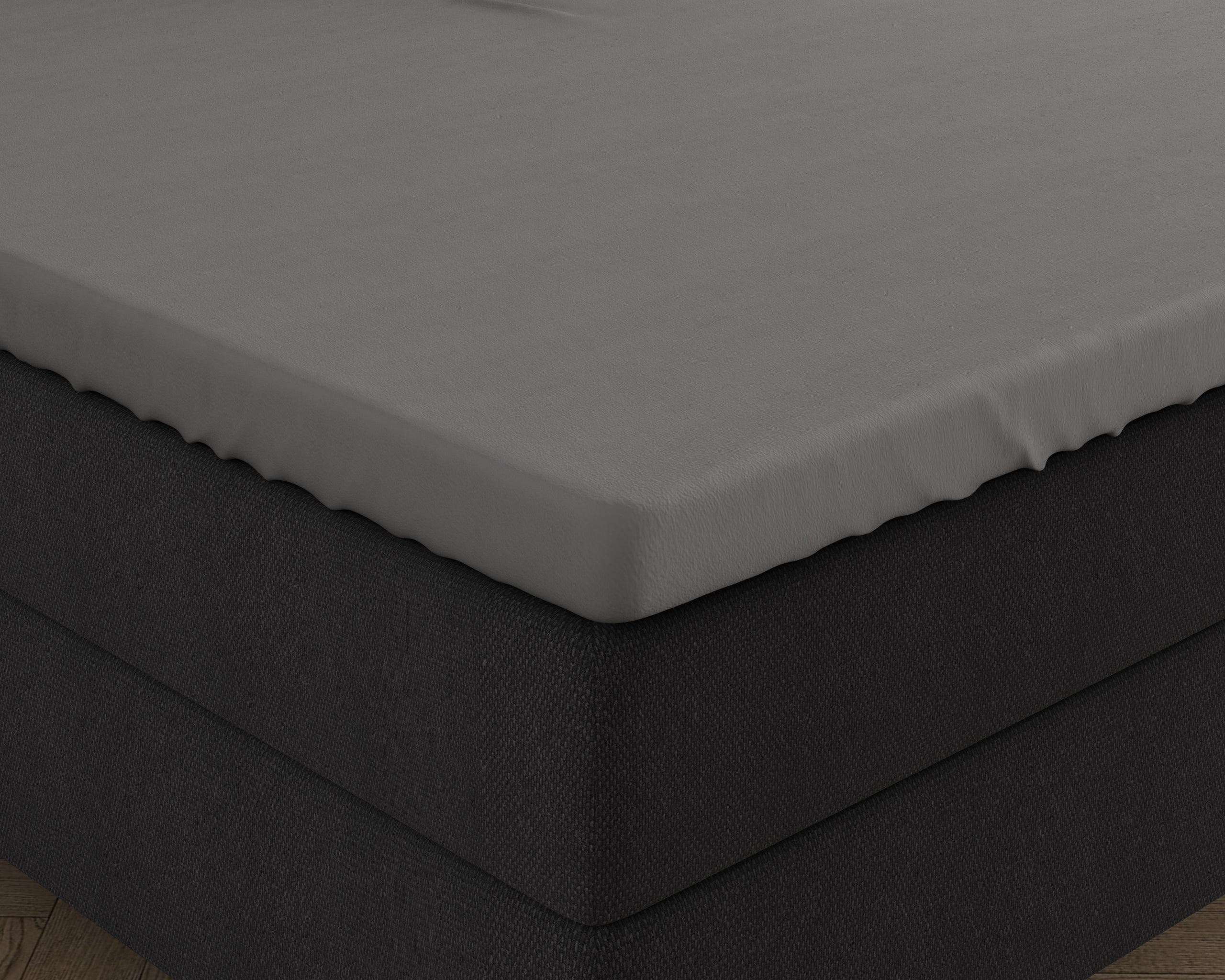 Double Jersey 220 gr. Topper Fitted Sheet Gray - Wonderfully Soft - Suitable for high and long toppers - Stretch cotton