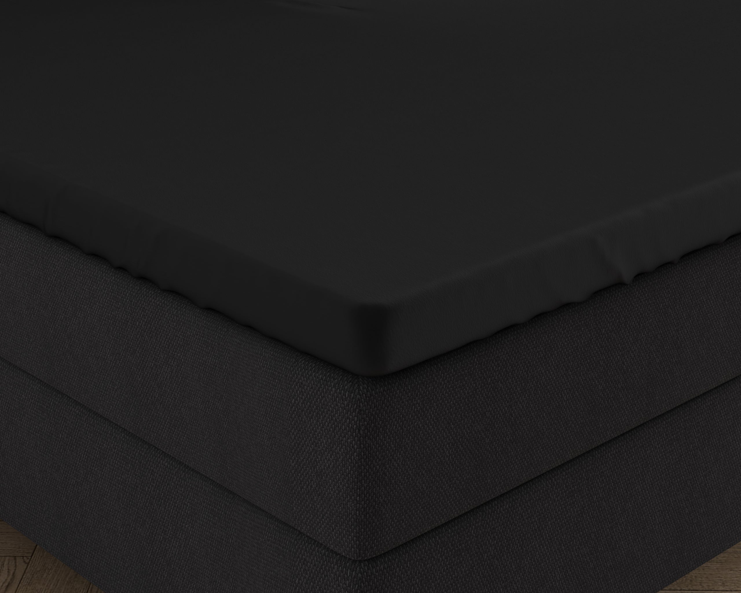 Double Jersey 220 gr. Topper Fitted Sheet Black - Wonderfully Soft - Suitable for high and long toppers - Stretch cotton