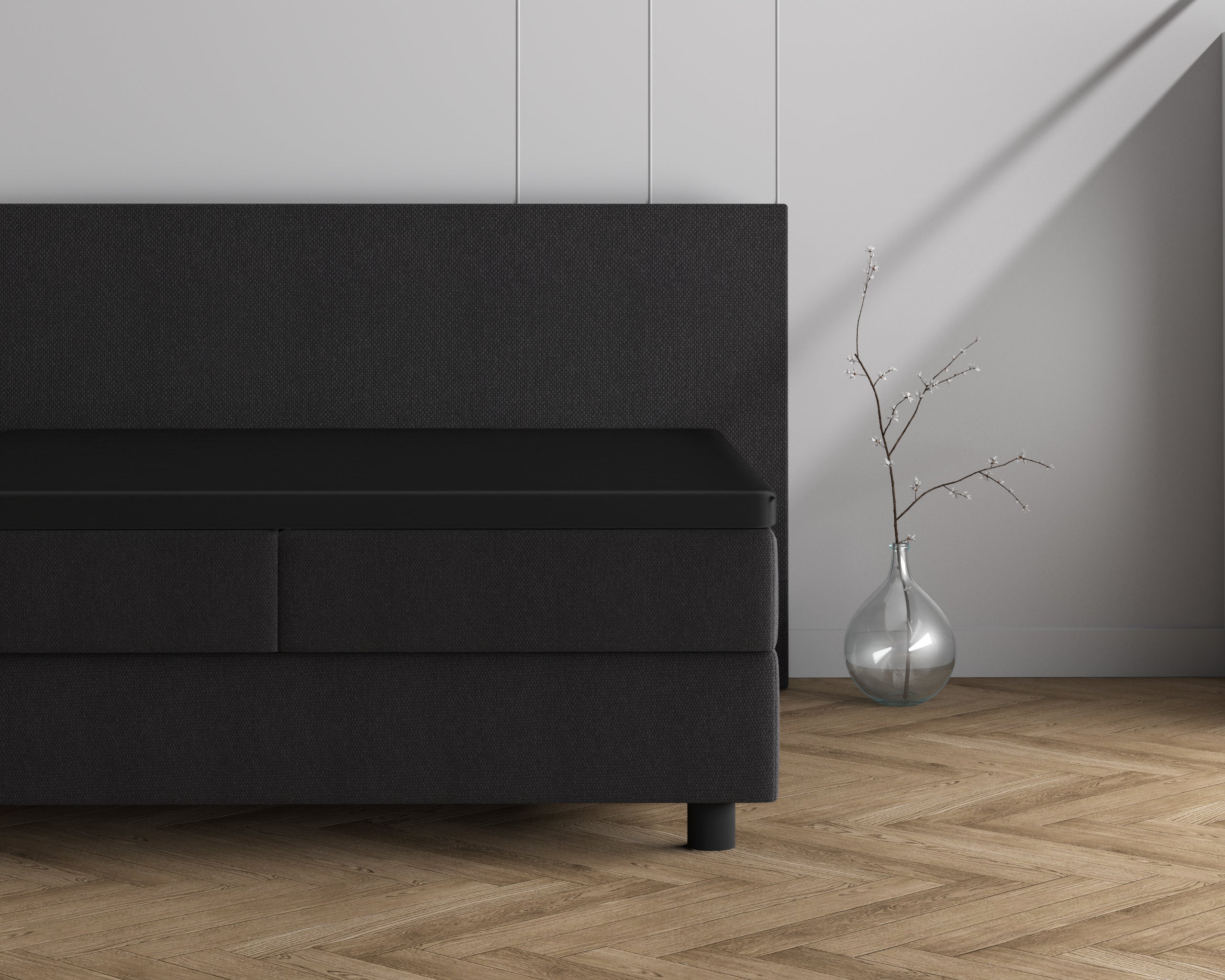 Double Jersey 220 gr. Topper Fitted Sheet Black - Wonderfully Soft - Suitable for high and long toppers - Stretch cotton