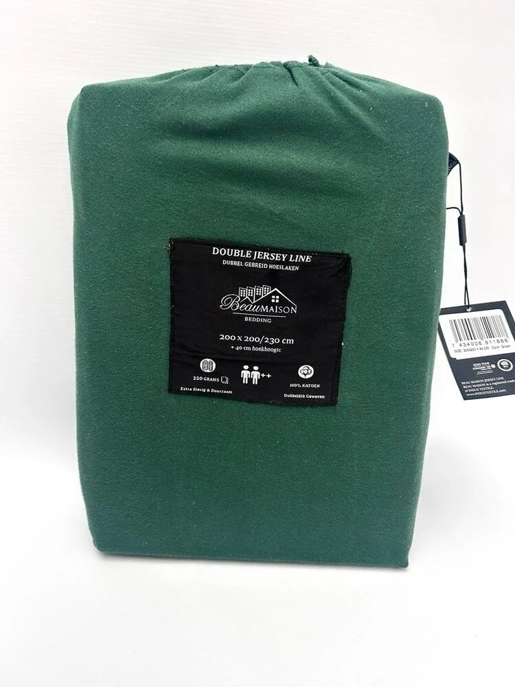 Dubbel Jersey Hoeslaken Forest Green – Luxe & Duurzaam Katoen voor Ultiem Comfort