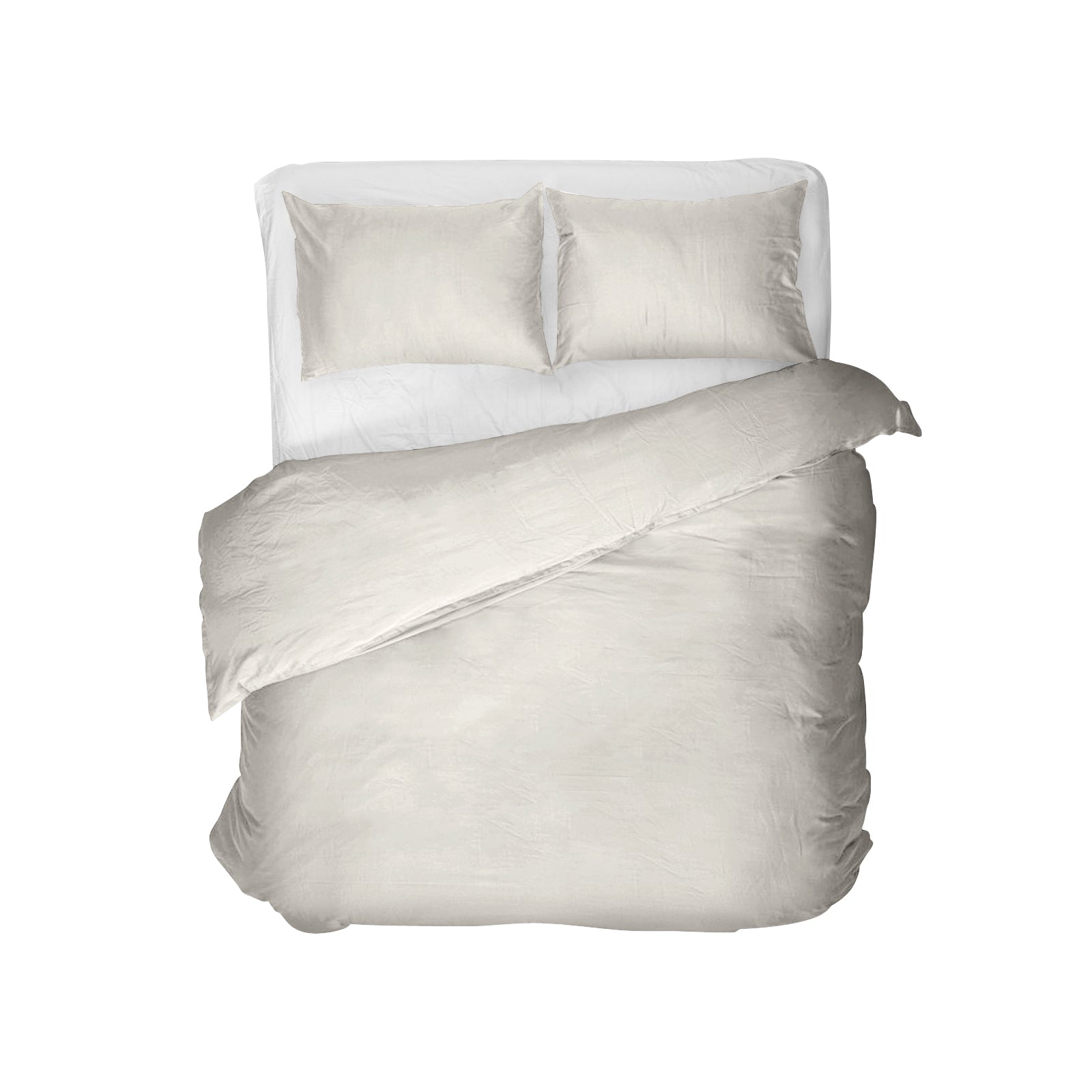 Egyptian Cotton Uni Cream Duvet Cover - High Quality - Modern - Luxury Satin
