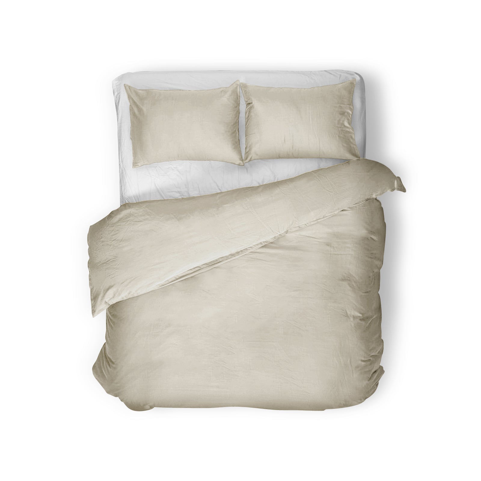 Egyptian Cotton Uni Sand Duvet Cover - High Quality - Modern - Luxury Satin