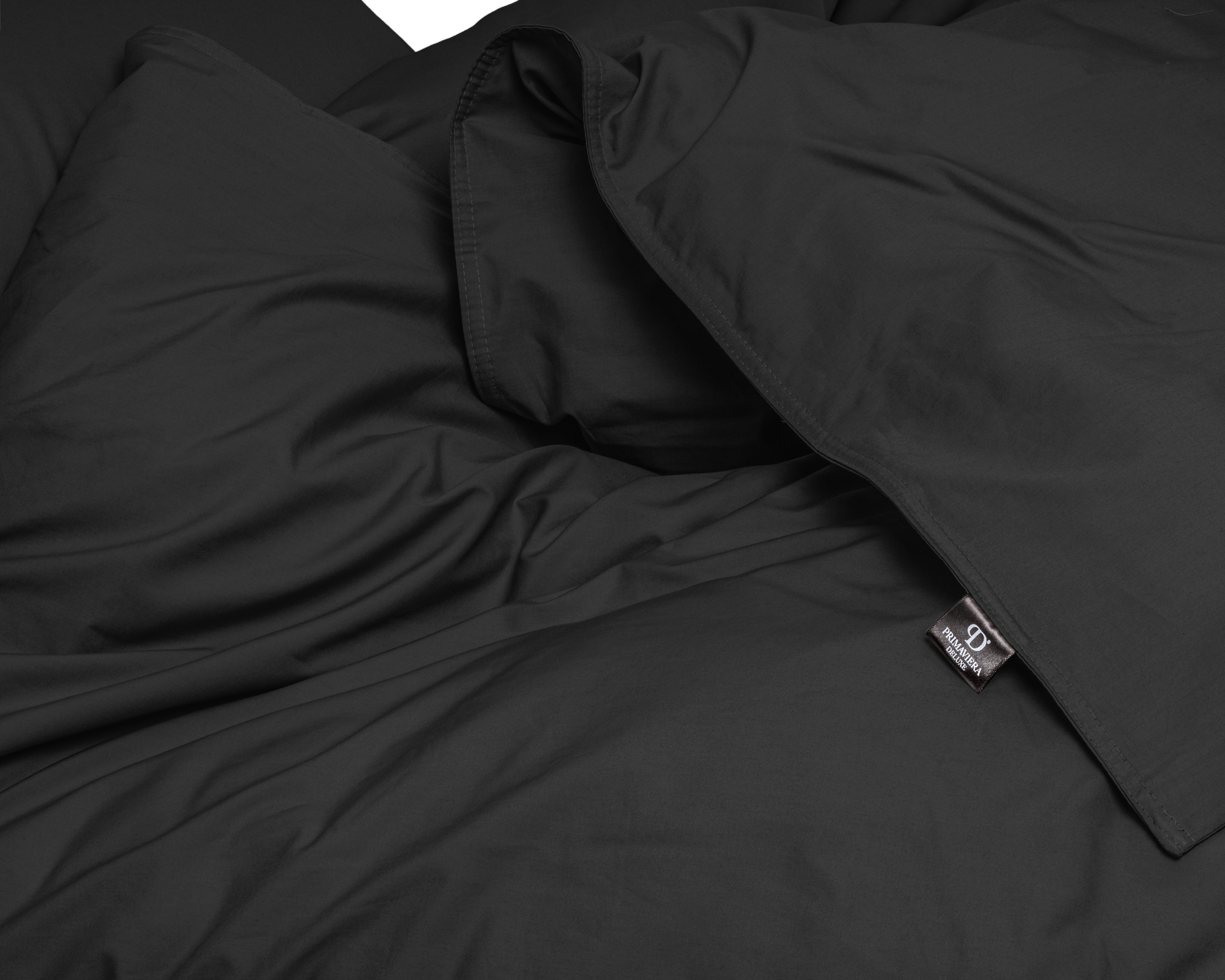 Egyptian Cotton Uni Black Duvet Cover - High Quality - Modern - Luxury Satin