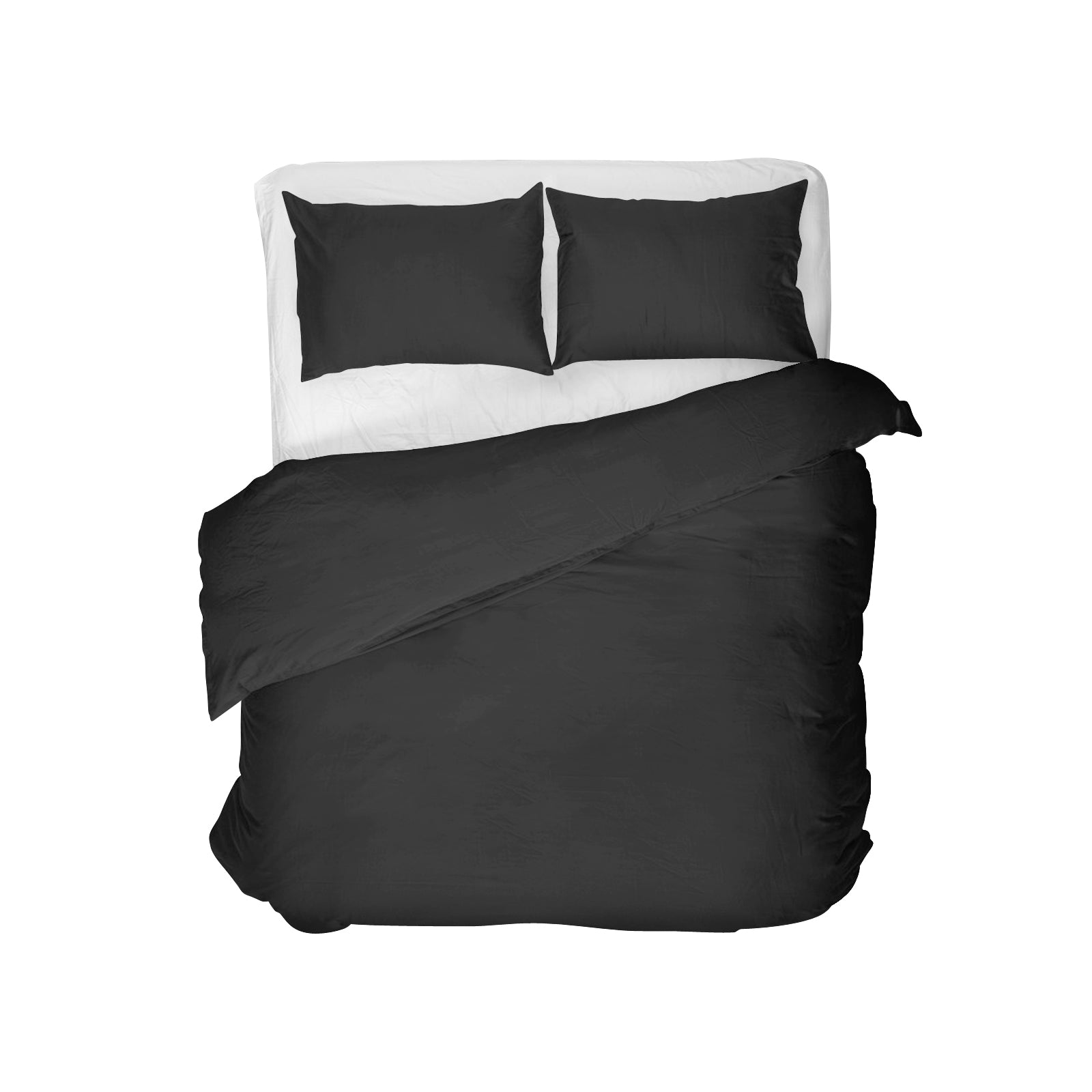 Egyptian Cotton Uni Black Duvet Cover - High Quality - Modern - Luxury Satin