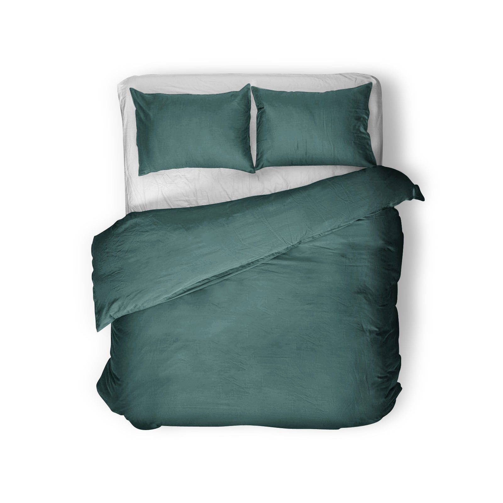 Egyptian Cotton Uni Dark Green Duvet Cover - High Quality - Modern - Luxury Satin